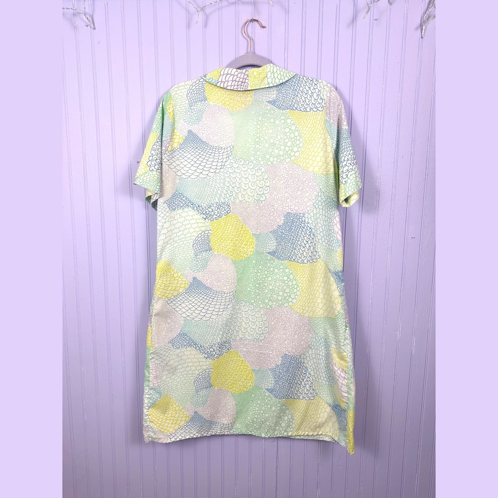 1960's House Dress Abstract Pattern Pastels